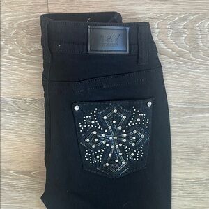 Sparkly Black Skinny Jeans with Rhinestone Details